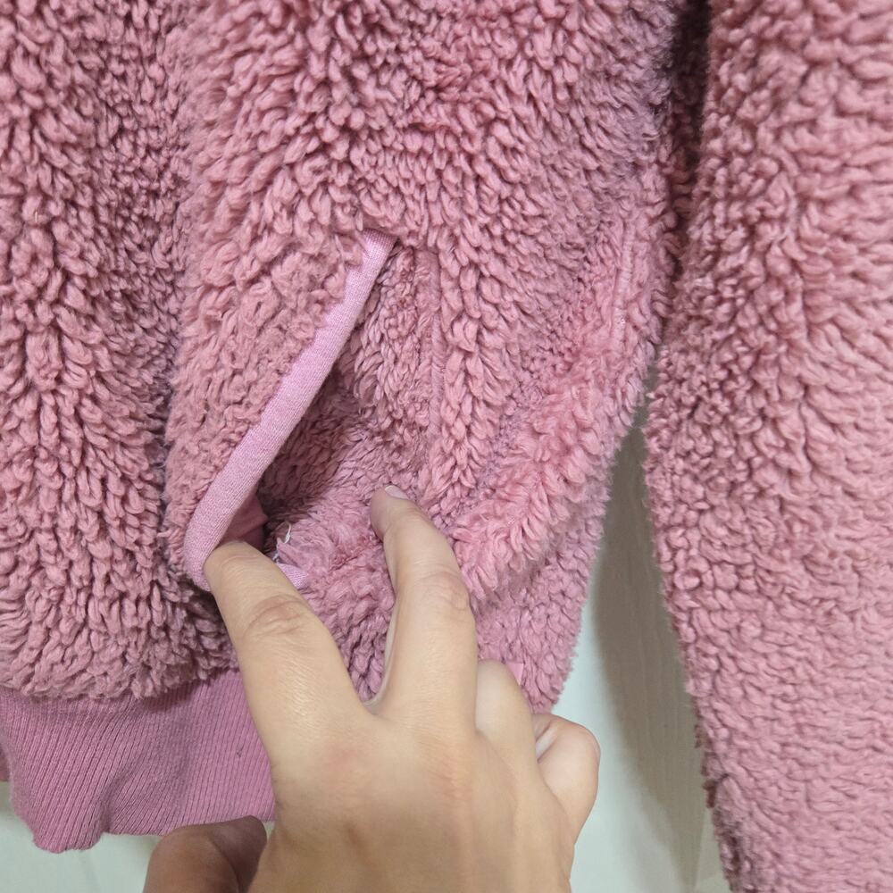 Athleta Girl Pink Sherpa Hoodie Jacket XL 14 Cozy Zip Fleece - Picture 7 of 12